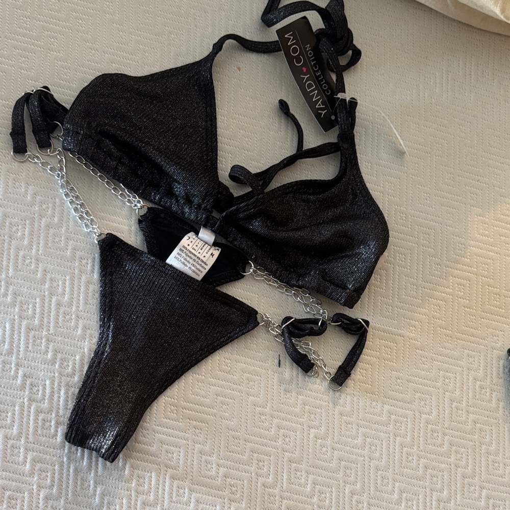 Yandy shimmery Black Shimmer Bikini Set